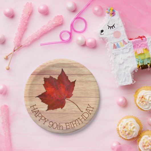 Red Leaf Custom Herfst Party Borden Papieren Bordje (Feest)