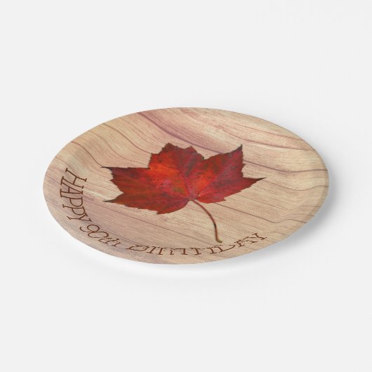Red Leaf Custom Herfst Party Borden Papieren Bordje (Gekanteld)