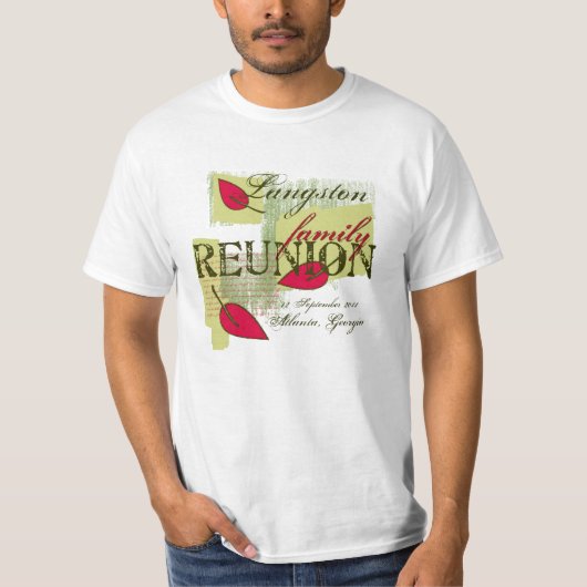 Red Leaf Custom Name Family Reunion T-shirt (Voorkant)