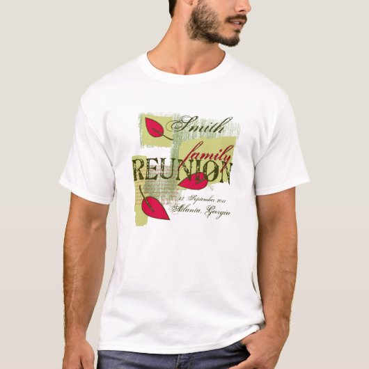Red Leaf Custom Name Family Reunion Tshirt (Voorkant)
