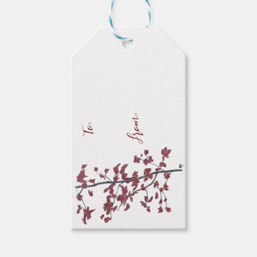 Red Leaf Gift Label Cadeaulabel (Voorkant)