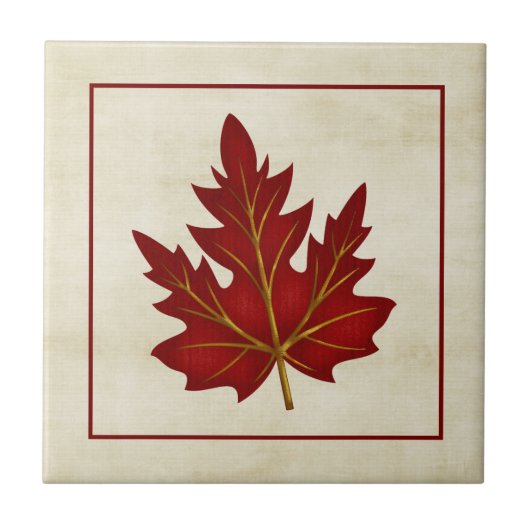 Red Leaf Herfst Season Thed Tile Tegeltje (Voorkant)