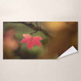 Red Leaf Natuur Foto Badhanddoek
