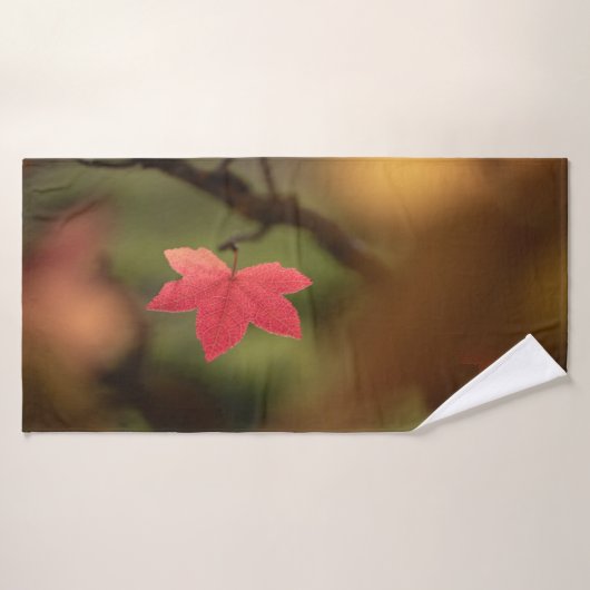 Red Leaf Natuur Foto Badhanddoek (Badhanddoek)