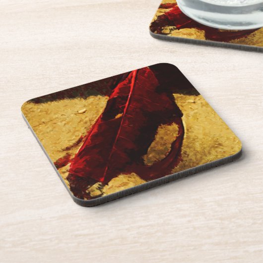 Red Leaf over Abstract persionisme Onderzetter (Linkerzijde)