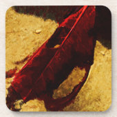 Red Leaf over Abstract persionisme Onderzetter (Voorkant)