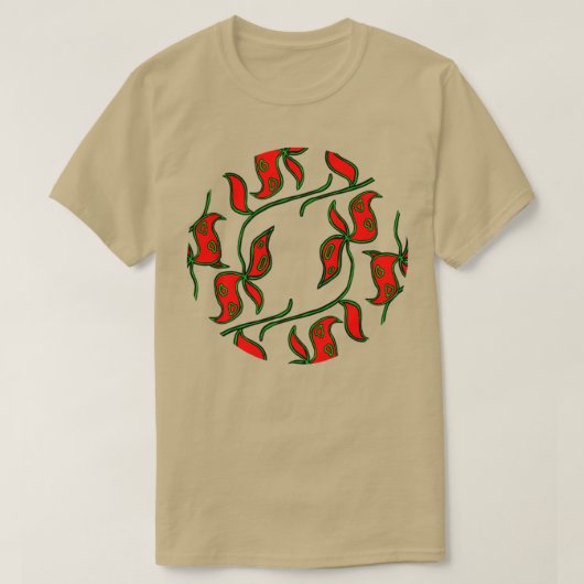 Red Leaf Pattern herhalen T-shirt (Design voorkant)
