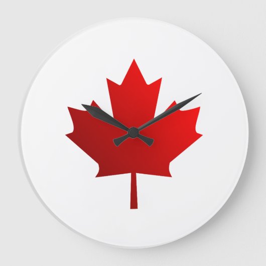 RED leaf print Grote Klok (Voorkant)