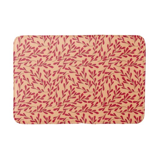  Red Leafy Branches Seamless Pattern Badmat (Voorkant)