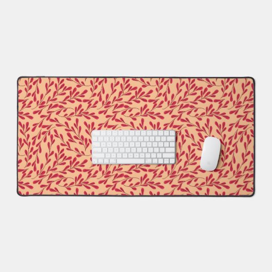  Red Leafy Branches Seamless Pattern Bureaumat (Keyboard & Muis)