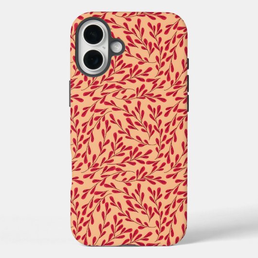  Red Leafy Branches Seamless Pattern Case-Mate iPhone Case (Achterkant)
