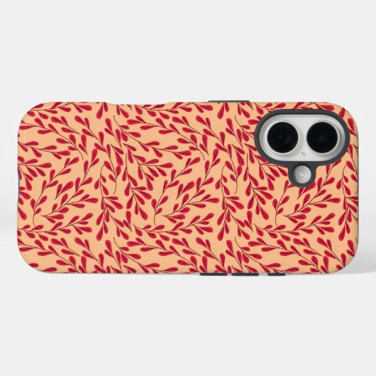  Red Leafy Branches Seamless Pattern Case-Mate iPhone Case (Achterkant (horizontaal))