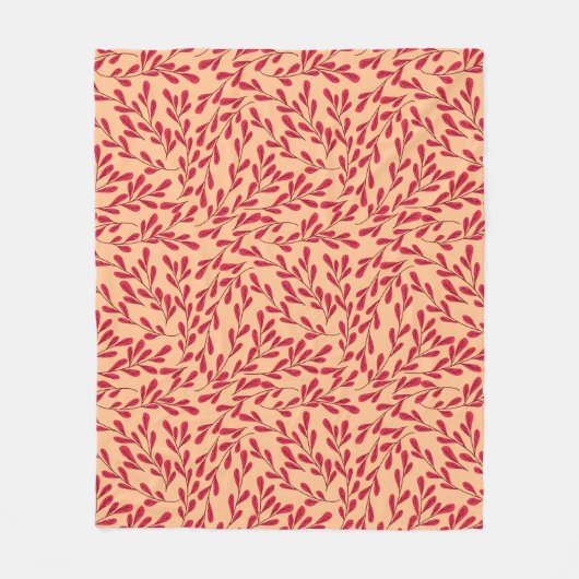  Red Leafy Branches Seamless Pattern Fleece Deken (Voorkant)