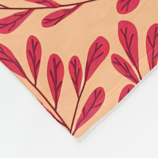  Red Leafy Branches Seamless Pattern Fleece Deken (Hoek)