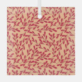  Red Leafy Branches Seamless Pattern Glas Ornament (Voorkant)