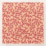 Red Leafy Branches Seamless Pattern Glazen Onderzetter<br><div class="desc">Seamless pattern with red leafy branches on a soft peach background. The design is intricate and organic,  creating a warm,  natural feel.</div>