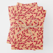  Red Leafy Branches Seamless Pattern Inpakpapier Vel (In situ)