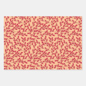  Red Leafy Branches Seamless Pattern Inpakpapier Vel (Voorkant)