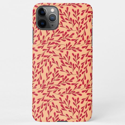  Red Leafy Branches Seamless Pattern iPhone Hoesje (Achterkant)