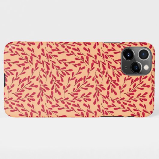  Red Leafy Branches Seamless Pattern iPhone Hoesje (Achterkant horizontaal)