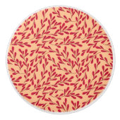  Red Leafy Branches Seamless Pattern Keramische Knop (Voorkant)