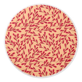  Red Leafy Branches Seamless Pattern Keramische Knop