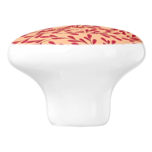  Red Leafy Branches Seamless Pattern Keramische Knop (Zijkant)