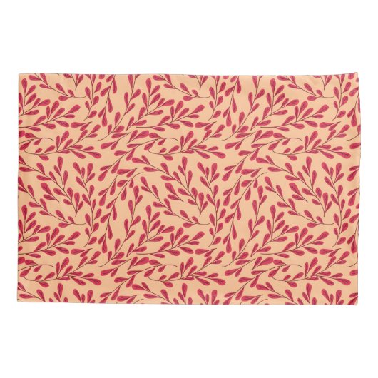  Red Leafy Branches Seamless Pattern Kussensloop (Achterkant-Links)