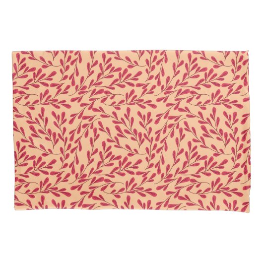  Red Leafy Branches Seamless Pattern Kussensloop (Voorkant-Links)