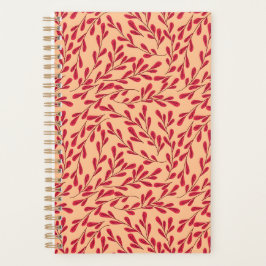  Red Leafy Branches Seamless Pattern Planner