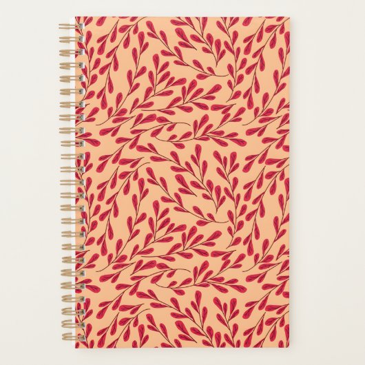 Red Leafy Branches Seamless Pattern Planner (Voorkant)