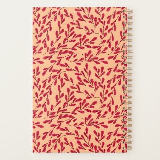  Red Leafy Branches Seamless Pattern Planner (Achterkant)