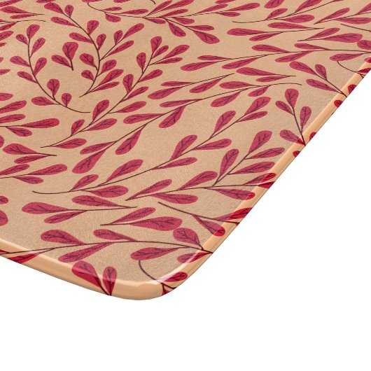  Red Leafy Branches Seamless Pattern Snijplank (Hoek)