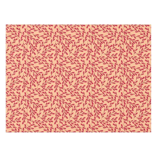  Red Leafy Branches Seamless Pattern Tafelkleed (Voorkant (Horizontaal))