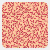  Red Leafy Branches Seamless Pattern Vierkante Sticker (Voorkant)