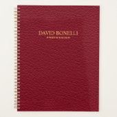 Red Leather Masculine Personalized Elegant Planner (Voorkant)