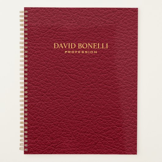 Red Leather Masculine Personalized Elegant Planner (Voorkant)