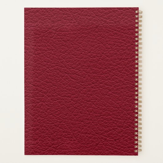 Red Leather Masculine Personalized Elegant Planner (Achterkant)