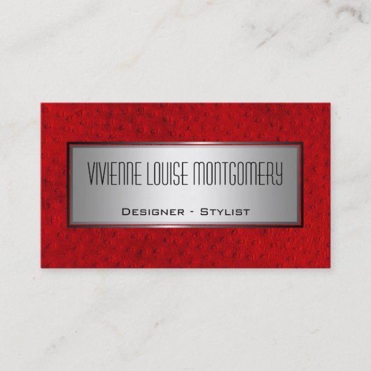 Red Leather Professional Designer Visitekaartje (Voorkant)