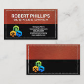 Red Leather Stitched | Pictogram thuisservices Visitekaartje (Voorkant / Achterkant)