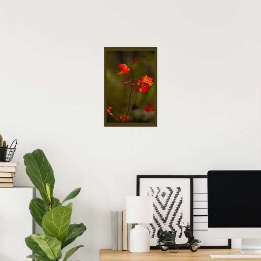Red Leaves and Branches Poster (Thuiskantoor)