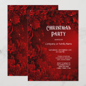 Red Leaves Floral Christmas Party Uitnodiging (Voorkant / Achterkant)