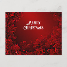 Red Leaves Floral Holiday Christmas Briefkaart