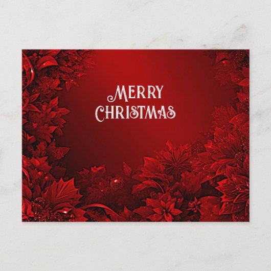 Red Leaves Floral Holiday Christmas Briefkaart (Voorkant)