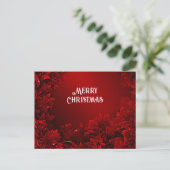Red Leaves Floral Holiday Christmas Briefkaart (Staand voorkant)