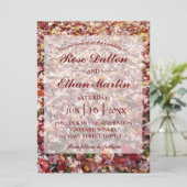 Red Leaves Rustic Autumn Wedding Invitations Kaart (Staand voorkant)