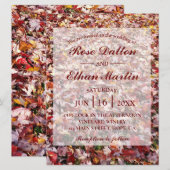 Red Leaves Rustic Autumn Wedding Invitations Kaart (Voorkant / Achterkant)