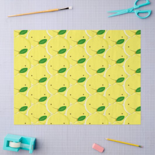 Red Lemon Pattern Tissuepapier (Craft)