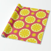 Red Lemon Wrapping Paper Cadeaupapier (Uitgerold)