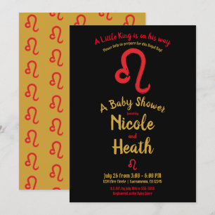 Red LEO Zodiac August Astrology Baby shower Kaart